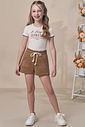 Conjunto de blusa em canelado liz com shorts em moletom sem pelúcia 99166 Infanti Infantil Menina