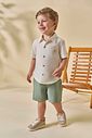 Conjunto de camisa em linho deluxe e bermuda em sarja stretch com elastano 96403 LucBoo Infantil Menino Conjunto de camisa em linho deluxe e bermuda em sarja stretch com elastano 96403 LucBoo Infantil Menino