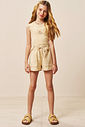 Conjunto de regata em canelado liz e shorts em moletom sem pelúcia 94420 Vic Teen Menina