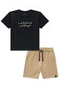 Conjunto de camiseta em meia malha e bermuda em moletom sem pelúcia 95177 Johnny Fox Teen Menino