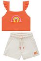 Conjunto de blusa em viscose e shorts em sarja com elastano 93342 Infanti Infantil Menina