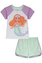 Conjunto de pijama de blusa e shorts em meia malha 94283 Kukiê Infantil Menina