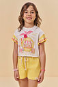 Conjunto de blusa em malha fresh e shorts em malha waffle 94799 Kukiê Infantil Menina Conjunto de blusa em malha fresh e shorts em malha waffle 94799 Kukiê Infantil Menina