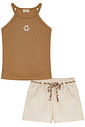 Conjunto de regata em soft line e shorts em linho santorini com elastano 94802 Kukiê Infantil Menina