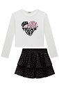 Conjunto de blusa boxy em cotton e saia em light peach. Com shorts embutido 92551 Infanti Infantil Menina