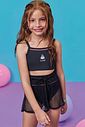 Trio de biquíni em malha com proteção UV50+ e short saída de praia em tela fashion 99127 Kukiê Infantil Menina Trio de biquíni em malha com proteção UV50+ e short saída de praia em tela fashion 99127 Kukiê Infantil Menina