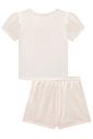 Conjunto de blusa em cotton e short saia em linho gold 98691 Kukiê Infantil Menina