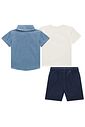 Trio de camiseta em meia malha, camisa jeans e bermuda em sarja girassol com elastano 95440 Johnny Fox Teen Menino
