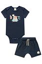 Conjunto de body e bermuda em suedine 95046 LucBoo Bebê Menino Conjunto de body e bermuda em suedine 95046 LucBoo Bebê Menino