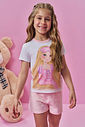 Conjunto de pijama de blusa e shorts em meia malha 94277 Kukiê Infantil Menina