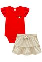 Conjunto de body em cotton e saia em sarja com elastano 98599 Infanti Bebê Menina Conjunto de body em cotton e saia em sarja com elastano 98599 Infanti Bebê Menina
