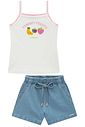 Conjunto de regata em canelado liz e shorts em jeans com elastano 95563 Infanti Infantil Menina