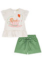 Conjunto de bata em malha fresh e shorts em tricoline com elastano 95262 Kukiê Infantil Menina Conjunto de bata em malha fresh e shorts em tricoline com elastano 95262 Kukiê Infantil Menina