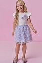 Conjunto de blusa em cotton e saia em tule bordado (com shorts embutido) 98712 Kukiê Infantil Menina