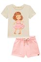 Conjunto de blusa em meia malha e short em moletom sem pelúcia 99598 Kukiê Infantil Menina Conjunto de blusa em meia malha e short em moletom sem pelúcia 99598 Kukiê Infantil Menina