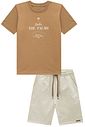 Conjunto de camiseta em meia malha e bermuda em moletom linho sem pelúcia 99004 LucBoo Infantil Menino Conjunto de camiseta em meia malha e bermuda em moletom linho sem pelúcia 99004 LucBoo Infantil Menino