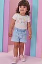 Conjunto de body em cotton e shorts em malha big waffle 98388 Kukiê Bebê Menina