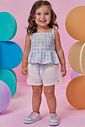 Conjunto de bata em malha textura e shorts em sarja com elastano 98299 Kukiê Infantil Menina