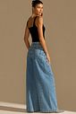 Calça wide leg em denim com leve aplicação de foil prata 94441 Linzzi