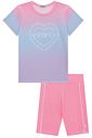 Conjunto de blusa alongada em malha yuki e bermuda biker em malha UV 50+ 96470 Infanti Infantil Menina