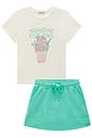 Conjunto de blusa em cotton e short saia em moletom sem pelúcia 98260 Vic Teen Menina Conjunto de blusa em cotton e short saia em moletom sem pelúcia 98260 Vic Teen Menina