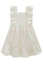 Vestido em linho bordado folhas 98535 Infanti Infantil Menina