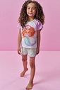 Conjunto de pijama de blusa e shorts em meia malha 94283 Kukiê Infantil Menina