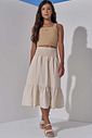 Conjunto de regata e saia midi em linho com elastano 98207 Vic Teen Menina