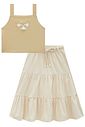 Conjunto de blusa em blend de viscose e saia midi em linho santorine com elastano 96501 Infanti Infantil Menina Conjunto de blusa em blend de viscose e saia midi em linho santorine com elastano 96501 Infanti Infantil Menina