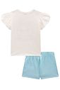 Conjunto de blusa em meia malha e shorts em malha big waffle 98450 Kukiê Infantil Menina