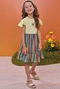 Vestido em meia malha e tecido tricô 97989 Kukiê Infantil Menina