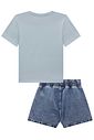 Conjunto de blusa em meia malha e shorts em jeans wishita 99350 Lilimoon Teen Menina