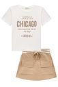 Conjunto de blusa em cotton e short saia em moletom sem pelucia 95956 Vic Teen Menina Conjunto de blusa em cotton e short saia em moletom sem pelucia 95956 Vic Teen Menina