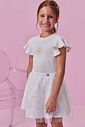 Conjunto de blusa em canelado e saia em tule laços (com shorts embutido) 98703 Kukiê Infantil Menina Conjunto de blusa em canelado e saia em tule laços (com shorts embutido) 98703 Kukiê Infantil Menina