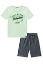 Conjunto de camiseta em meia malha e bermuda em cotton jeans com elastano 94571 LucBoo Infantil Menino Conjunto de camiseta em meia malha e bermuda em cotton jeans com elastano 94571 LucBoo Infantil Menino