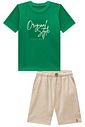 Conjunto de camiseta em meia malha e bermuda em linho santorine com elastano 99638 LucBoo Infantil Menino