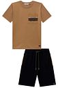 Conjunto de camiseta em meia malha e bermuda em molevisco com elastano 98269 LucBoo Infantil Menino
