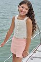 Conjunto de blusa em verano linho e short saia em sarja com elastano 99460 Lilimoon Teen Menina Conjunto de blusa em verano linho e short saia em sarja com elastano 99460 Lilimoon Teen Menina