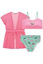 Trio de biquíni em malha UV50 e saída de praia em tela fashion 96706 Vic Teen Menina Trio de biquíni em malha UV50 e saída de praia em tela fashion 96706 Vic Teen Menina