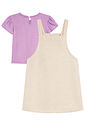Conjunto de blusa em cotton e salopete em moletom linho sem pelúcia 95246 Kukiê Infantil Menina