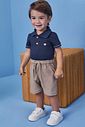 Conjunto de body polo em piquet com elastano e bermuda em cotton jeans com elastano 99412 Johnny Fox Bebê Menino Conjunto de body polo em piquet com elastano e bermuda em cotton jeans com elastano 99412 Johnny Fox Bebê Menino