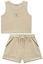 Conjunto de regata em canelado liz e shorts em moletom sem pelúcia 94420 Vic Teen Menina