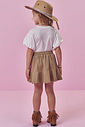 Conjunto de blusa em meia malha e saia em sarja com elastano (com shorts embutido) 99014 Kukiê Infantil Menina