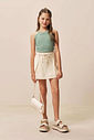Conjunto de regata em canelado liz e short saia em sarja com elastano 94953 Vic Teen Menina Conjunto de regata em canelado liz e short saia em sarja com elastano 94953 Vic Teen Menina