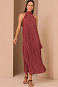 Vestido em Tecido Acetinado com Efeito Plissado 98143 Linzzi