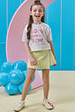 Conjunto de blusa em malha power e tela e short saia em moletom sem pelúcia 93628 Kukiê Infantil Menina
