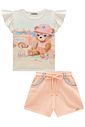 Conjunto de blusa em meia malha e shorts em moletom sem pelúcia 95412 Infanti Infantil Menina Conjunto de blusa em meia malha e shorts em moletom sem pelúcia 95412 Infanti Infantil Menina