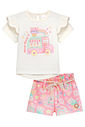 Conjunto de blusa em cotton e shorts em molecotton 95232 Kukiê Infantil Menina