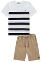 Conjunto de camiseta em meia malha e bermuda em cotton jeans com elastano 98272 LucBoo Infantil Menino