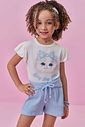 Conjunto de blusa em meia malha e shorts em malha big waffle 98450 Kukiê Infantil Menina